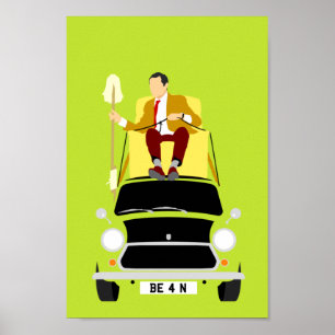 de heer Mister Bean classic Mini car Poster