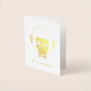 de heer monkey is m'n groomsman folie kaarten