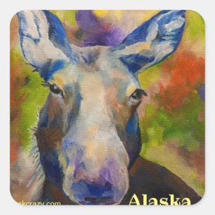 de heer Moosey Moose _ALASKA Vierkante Sticker