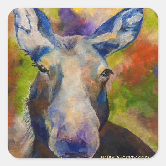 de heer Moosey Moose Vierkante Sticker (Voorkant)