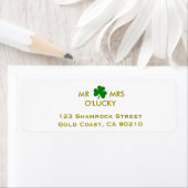 De heer MR & MRS. Lucky Irish Green Shamrock Label (Insitu)