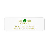 De heer MR & MRS. Lucky Irish Green Shamrock Label (Voorkant)