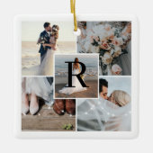 De heer Mrs. 5 Foto Collage First Kerstmonogram Keramisch Ornament (Voorkant)