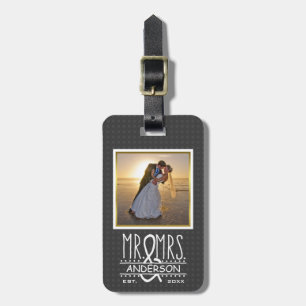 De heer Mrs Ampersand Custom Wedding Photo Honeymo Bagagelabel