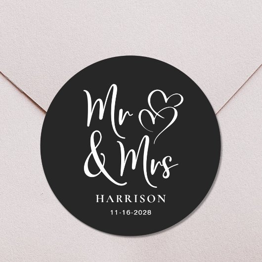 de heer Mrs Black Wedding Ronde Sticker
