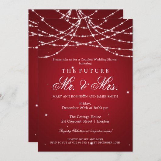 de heer Mrs Couples Shower Sparking String Red Kaart (Voorkant / Achterkant)