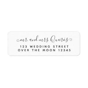 de heer Mrs Custom Wedding Calligraphy Modern Font Etiket