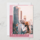 De heer & Mrs Magenta Pink White Script Foto Save The Date (Voorkant)