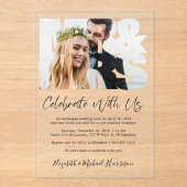 De heer Mrs Photo Wedding Reception Acryl Uitnodigingen (Voorkant)