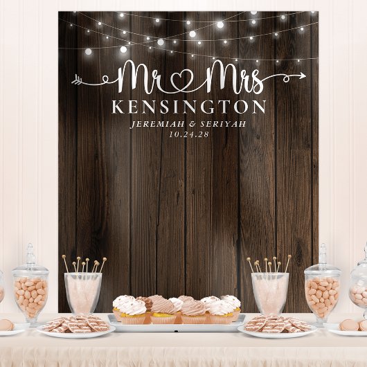 de heer Mrs Rustic String Lights Wedding Backdrop Wandkleed