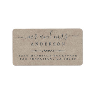 de heer Mrs Script Kraft Paper Wedding Return Addr Etiket