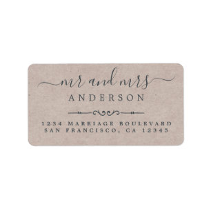 de heer Mrs Script Kraft Paper Wedding Return Addr Etiket