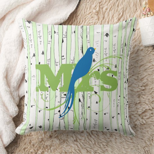 de heer Mrs Spring Green en Royal Blue Birch Tree  Kussen (Deken)