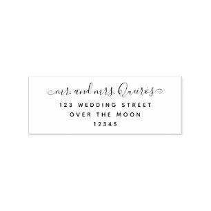 de heer Mrs Wedding Couple Calligraphy Return Addr Rubberstempel