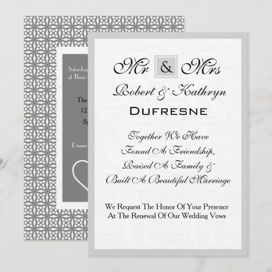 De heer & Mrs Wedding Vow Renewal Uitnodiging (Voorkant / Achterkant)