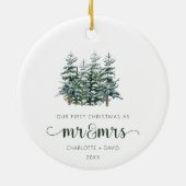 De heer &Mrs Winter Forest Waterverf Kerstmis Keramisch Ornament (Achterkant)