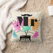 de heer Mustache Bleek Yellow Zig Zag Mason Jar Kussen (Deken)