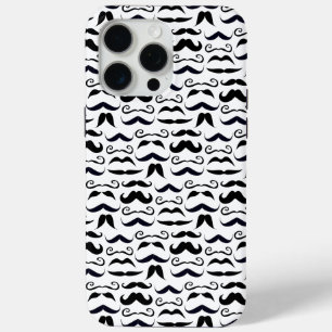 de heer Mustache Hipster Pattern iPhone 15 Pro Max Hoesje