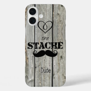 de heer Mustache Hipster Pattern iPhone 16 Plus Hoesje