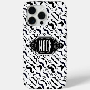 de heer Mustache Hipster Pattern iPhone 15 Pro Max Hoesje