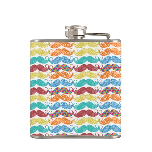 de heer Mustache Hipster Pattern Heupfles (Achterkant)