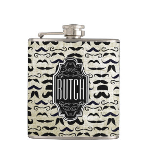 de heer Mustache Hipster Pattern Heupfles