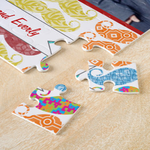 de heer Mustache Hipster Pattern Legpuzzel