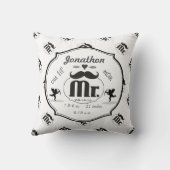 de heer Mustache Lil Man Baby Boy Stats Kussen (Achterkant)