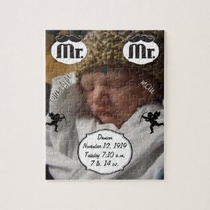 de heer Mustache Lil Man Baby Boy Stats Legpuzzel