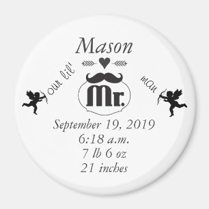 de heer Mustache Lil Man Baby Boy Stats Magneet