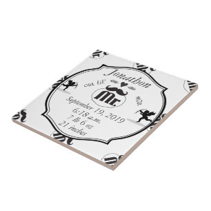 de heer Mustache Lil Man Baby Boy Stats Tegeltje