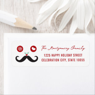 de heer Mustache Mistletoes Snowflake Holiday Etiket