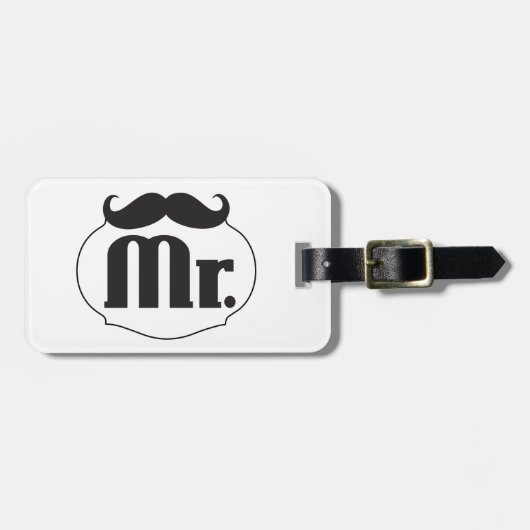 de heer Mustache Retro  Hipster Gifts Bagagelabel (Voorkant horizontaal)