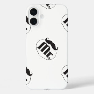 de heer Mustache Retro  Hipster Gifts iPhone 16 Plus Hoesje