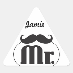 de heer Mustache Retro Hipster Gifts Driehoek Sticker