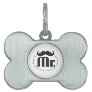 de heer Mustache Retro Hipster Gifts Huisdieren Naamplaatje