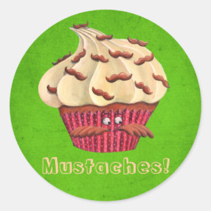 de heer Mustached Cupcake Ronde Sticker