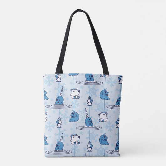 de heer Narwhal Blue Snowflake Pattern Draagtas (Achterkant)