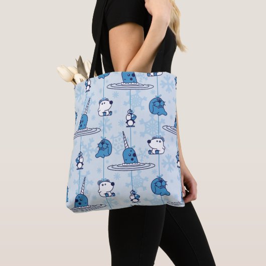 de heer Narwhal Blue Snowflake Pattern Draagtas (Dichtbij)