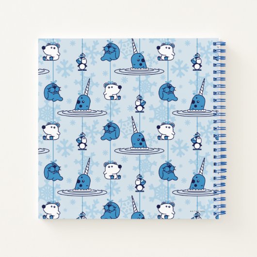 de heer Narwhal Blue Snowflake Pattern Notitieboek (Achterkant)
