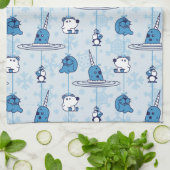 de heer Narwhal Blue Snowflake Pattern Theedoek (Gevouwen)