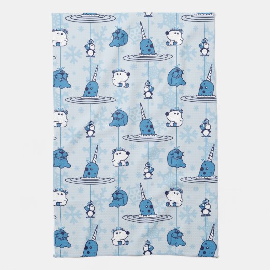 de heer Narwhal Blue Snowflake Pattern Theedoek (Verticaal)