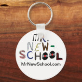 De heer New-School Font Button Sleutelhanger (2,25 (Voorkant)