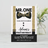 De heer One-Derful Bow stropdas Black en Gold Tuxe Kaart (Staand voorkant)