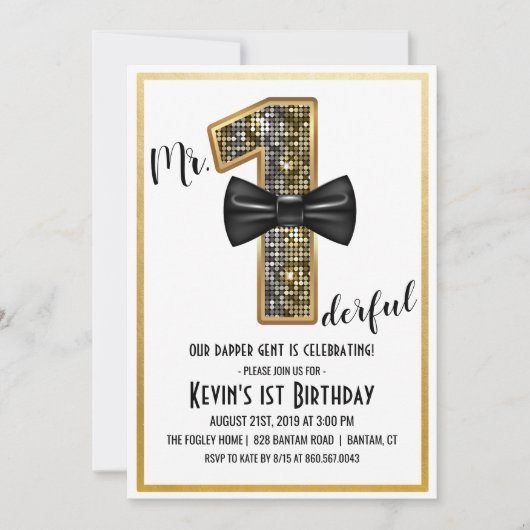 De heer Onederful 1e Verjaardagsfeestuitnodiging Kaart (Voorkant)