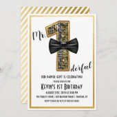 De heer Onederful 1e Verjaardagsfeestuitnodiging Kaart (Voorkant / Achterkant)