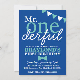 de heer Onederful 1st Birthday Changeable Colors Kaart