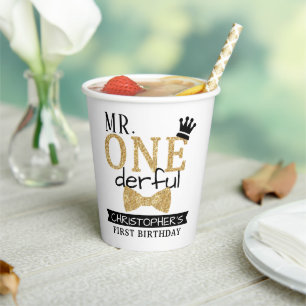 de heer ONEderful 1st Birthday Papieren Bekers