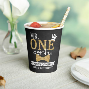 de heer ONEderful 1st Birthday Papieren Bekers