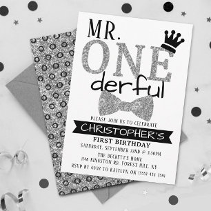 de heer ONEderful 1st Birthday Uitnodigingen
